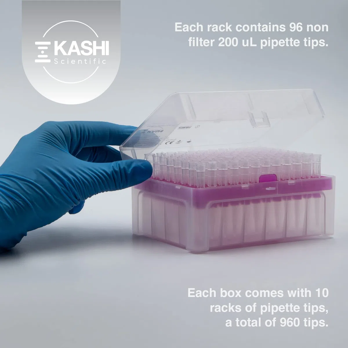 Kashi Scientific Punte universali per pipette da laboratorio, 200 μL, sterili senza dnasi/rnasi, sicure per pirogeni [200ul, non filtrate, 96 punte]