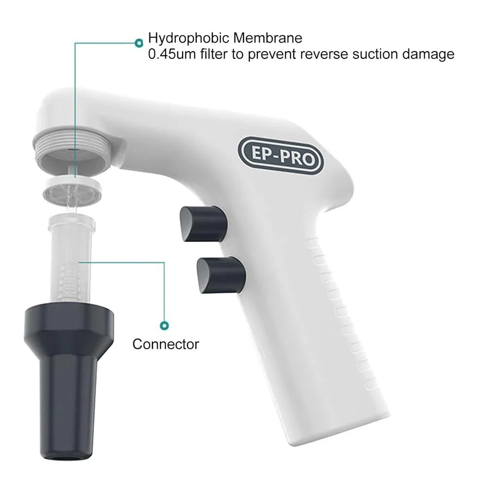 Regolatore elettrico per pipette da laboratorio, 0,1-100 ml, con supporto e filtro, due modalità di drenaggio, per trasferimento e erogazione di liquidi