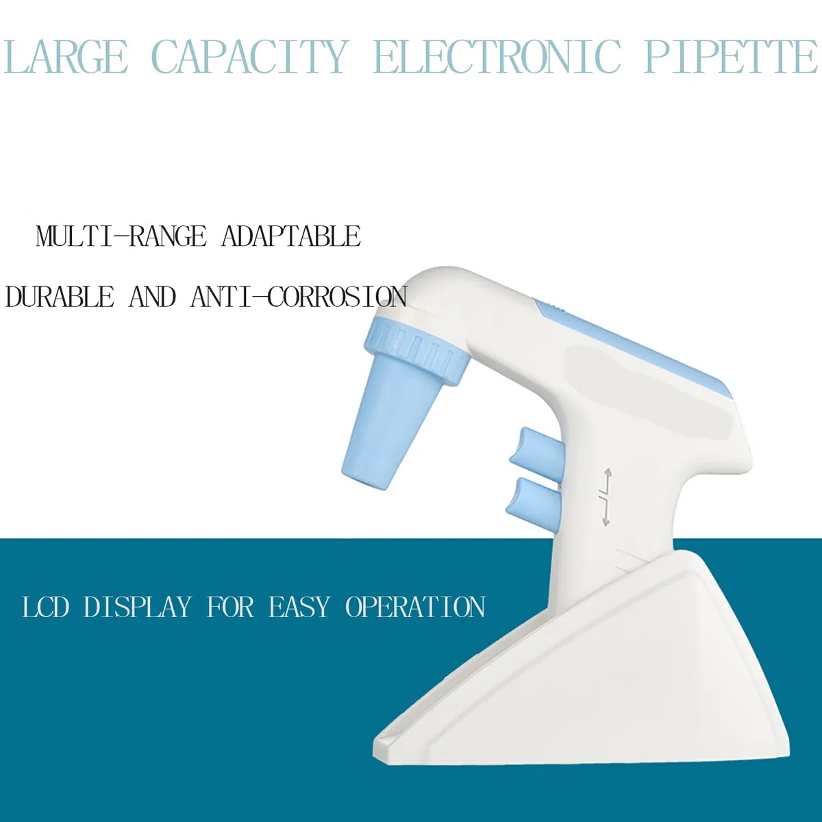 Regolatore elettrico per pipette, portatile, 0,1-100 ml con display, velocità di aspirazione 25 ml < 7s, 2 modalità di scarico, 6 impostazioni di velocità per laboratori di ricerca chimica
