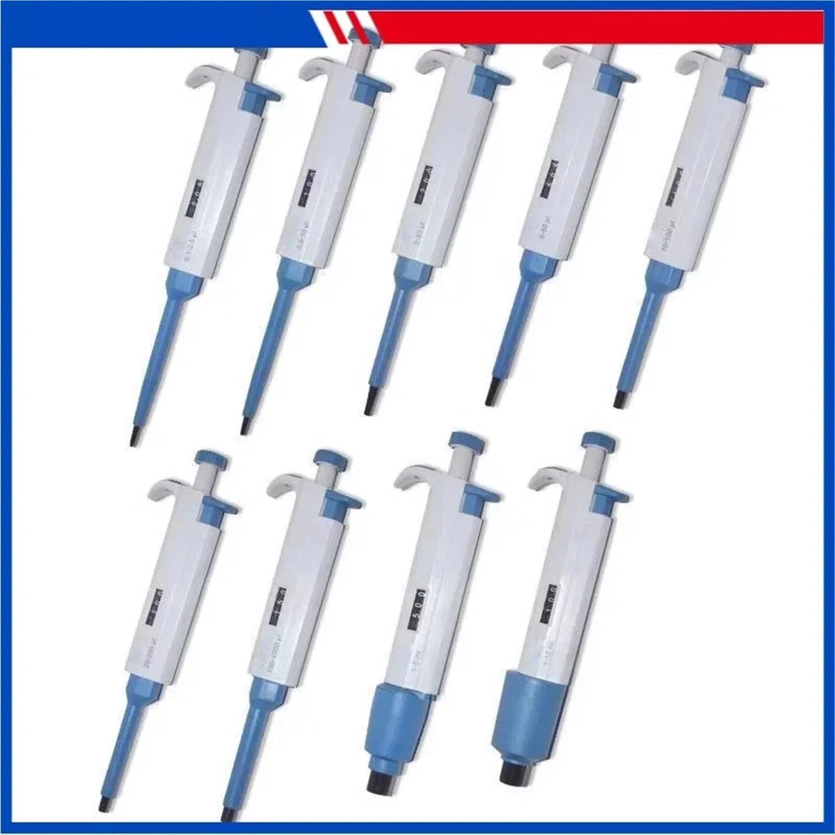 Pipetta Meccanica monocanale da Laboratorio, Volume variabile, 5 Pezzi/Lotto, 0,1 ul-10 ml(0.5-10ml)